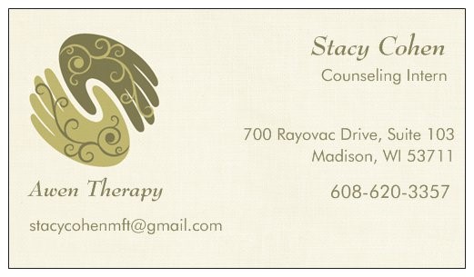 A picture of Stacy Cohens business card