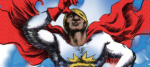 A cartoon picture of a superhero