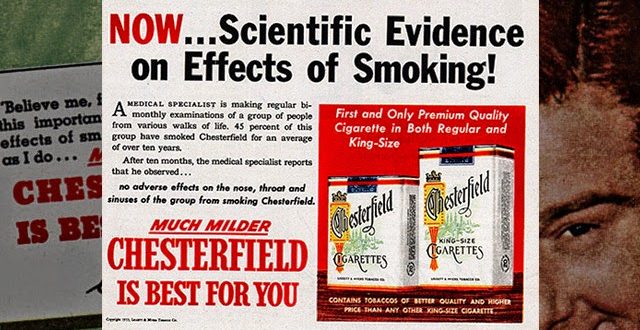 A flyer and article about cigarettes